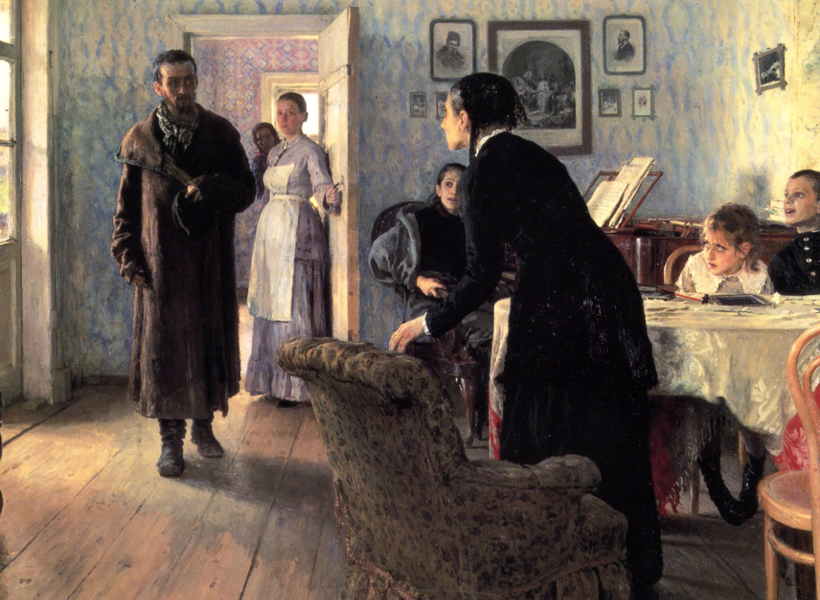 19th-century painting of unknown man entering the house