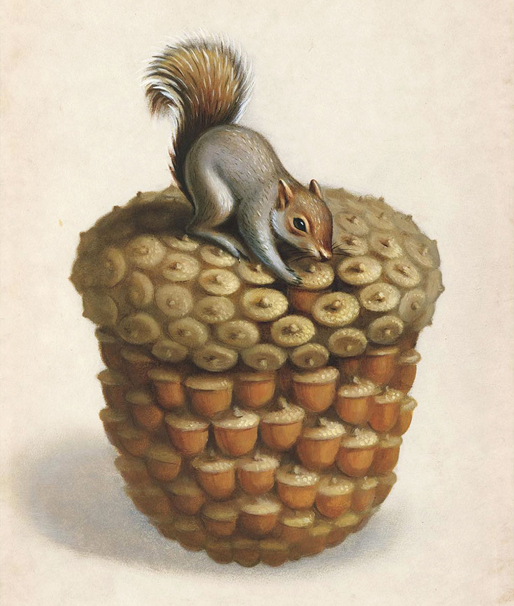 Squirrel with acorns piece by Chris Buzelli 95 IL and SooJin Buzelli 96 IL
