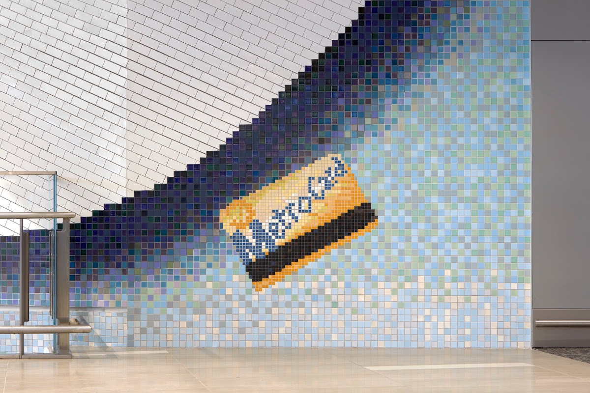 Metro card portion of Laura Owens 92 PT's La Guardia installation