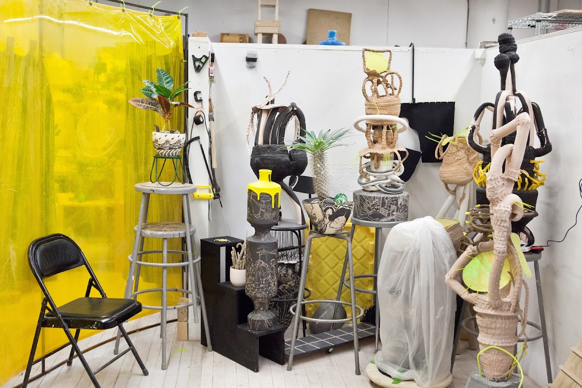 Collection of sculptural pieces in a RISD studio