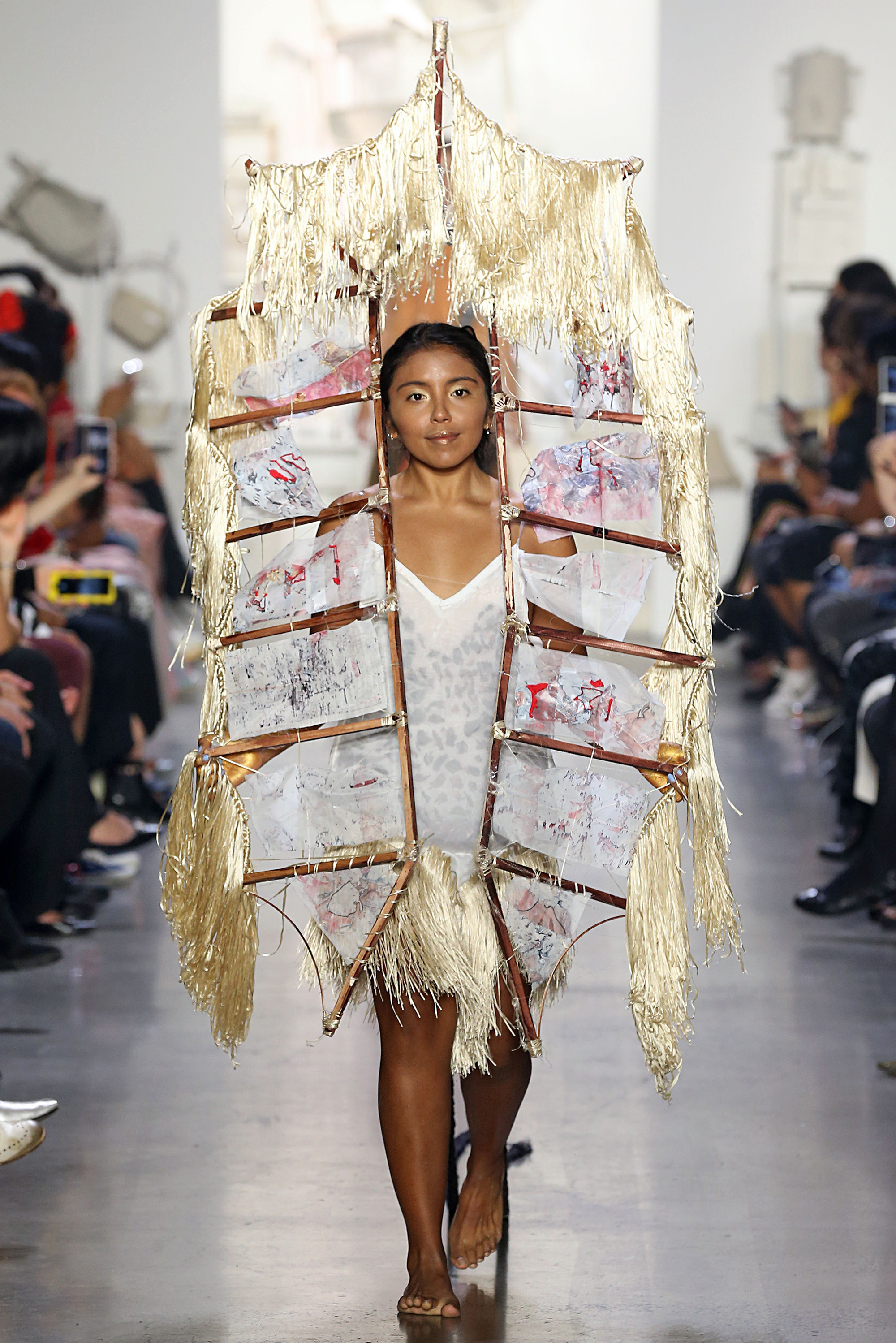 Model on runway wearing work by Maya Ortiz 18 AP