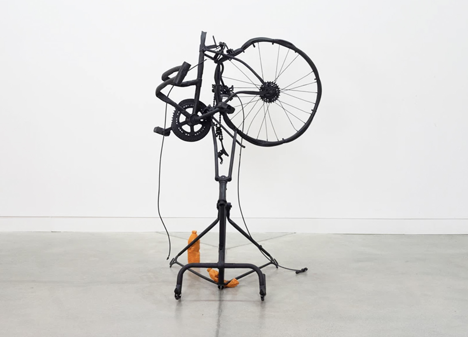 sculpture made out of a bicycle