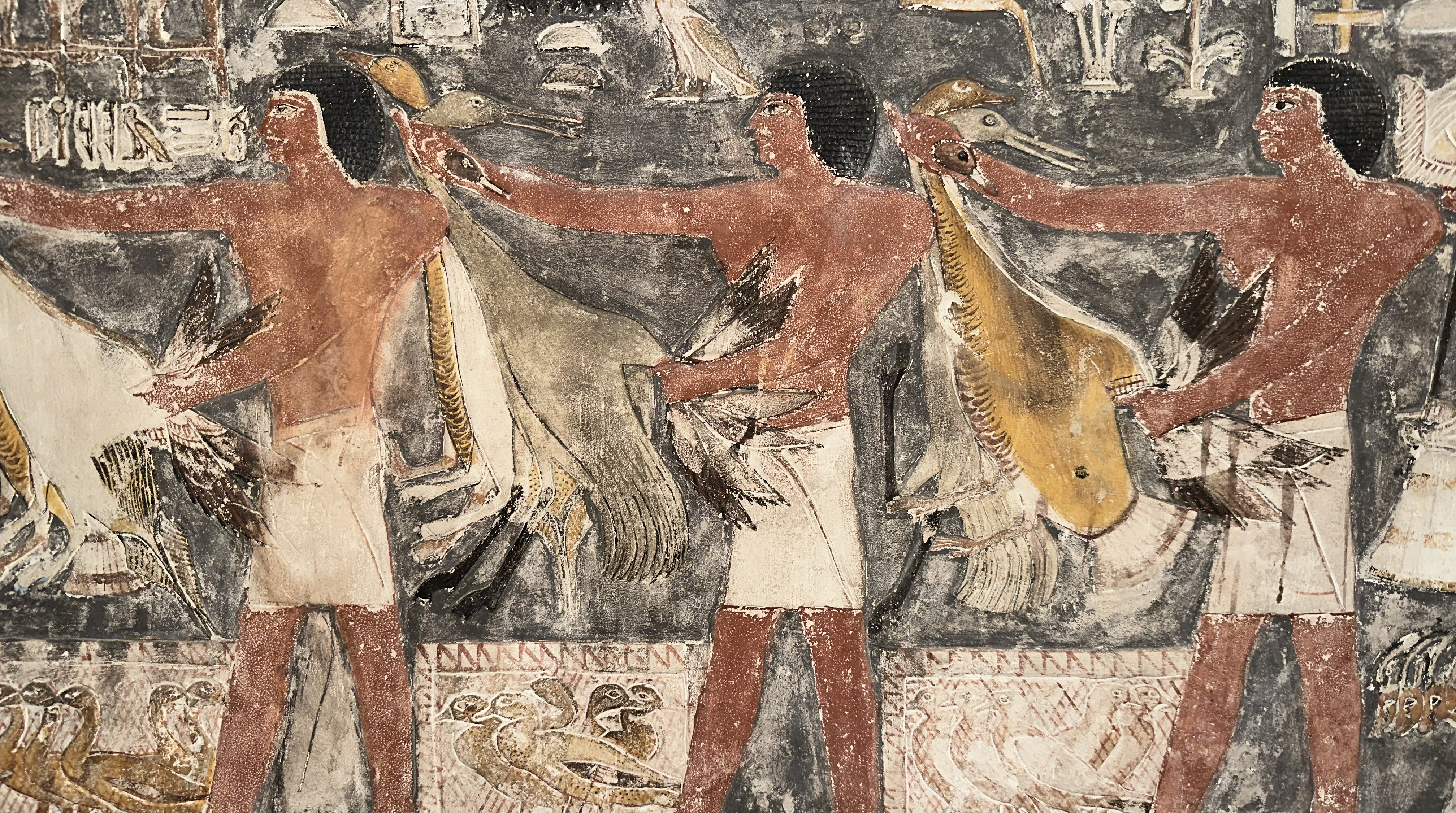 vibrant paintings inside the Tomb of Mehu