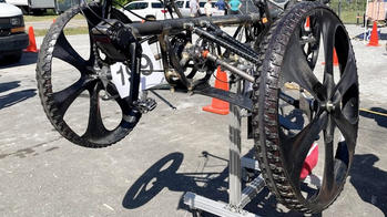 wheels of RISD's Rover with fat tires for traction