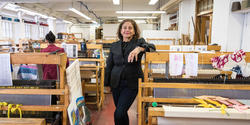 Professor Anais Missakian 84 TX in a textiles studio