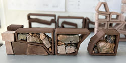 modular pieces made of clay and brick rubble