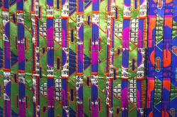 Striped detail of fabric designed by Textiles students for the Knoll chairs at RISD’s Fleet Library