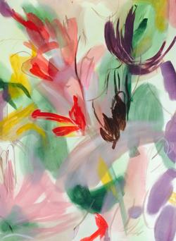 Student work by Zashary Caro BFA 2017. Colorful brushstrokes on a clear white background.