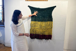 Yukti Agarwal shares a green, yellow and red geometric piece made of wool, cotton and linen