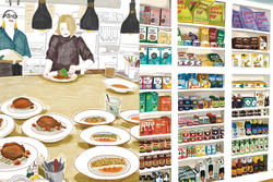 Paintings of local woman owned food business by Irene Chung