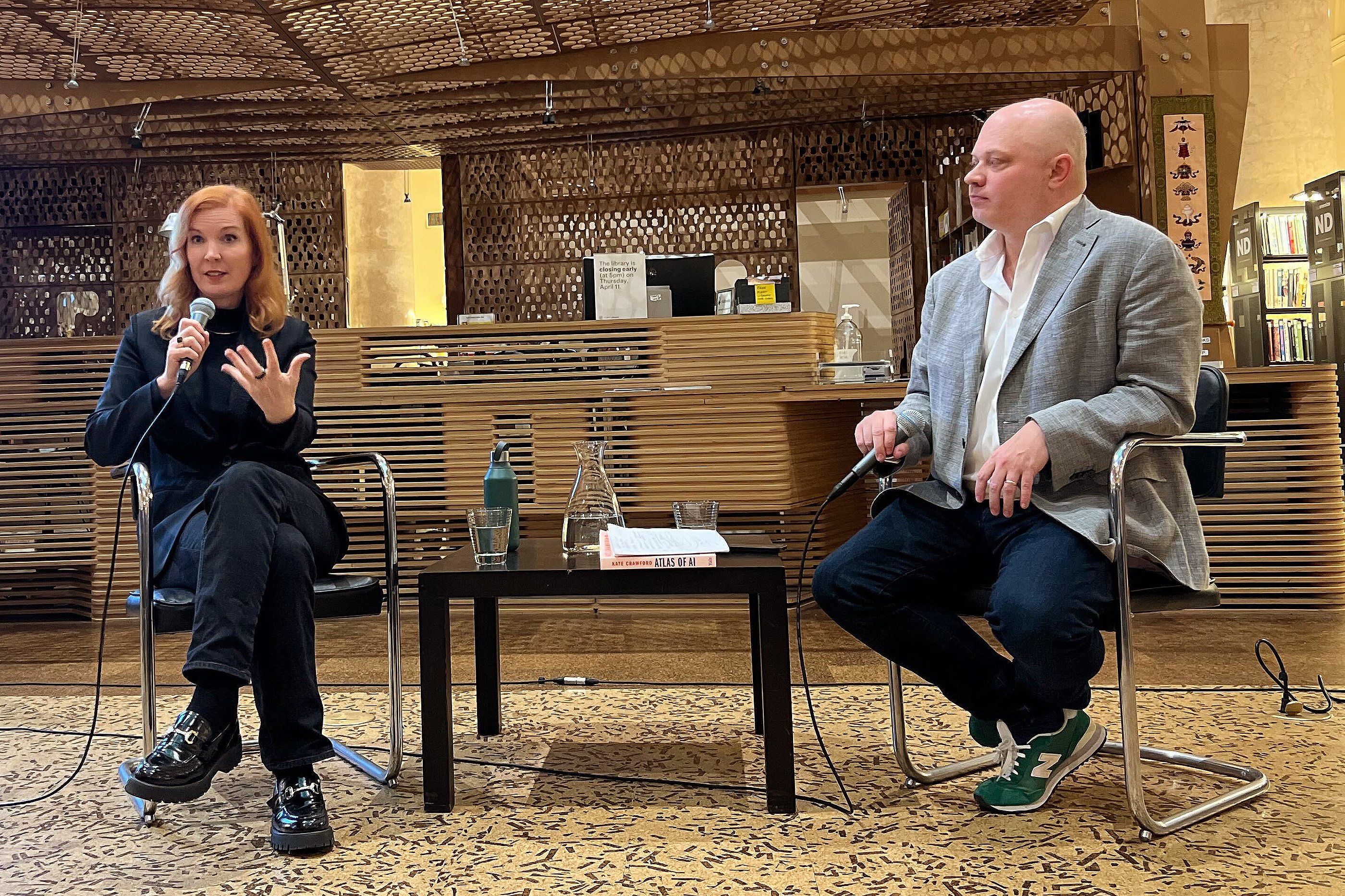 Kate Crawford and Ben Davis in conversation at the Fleet Library