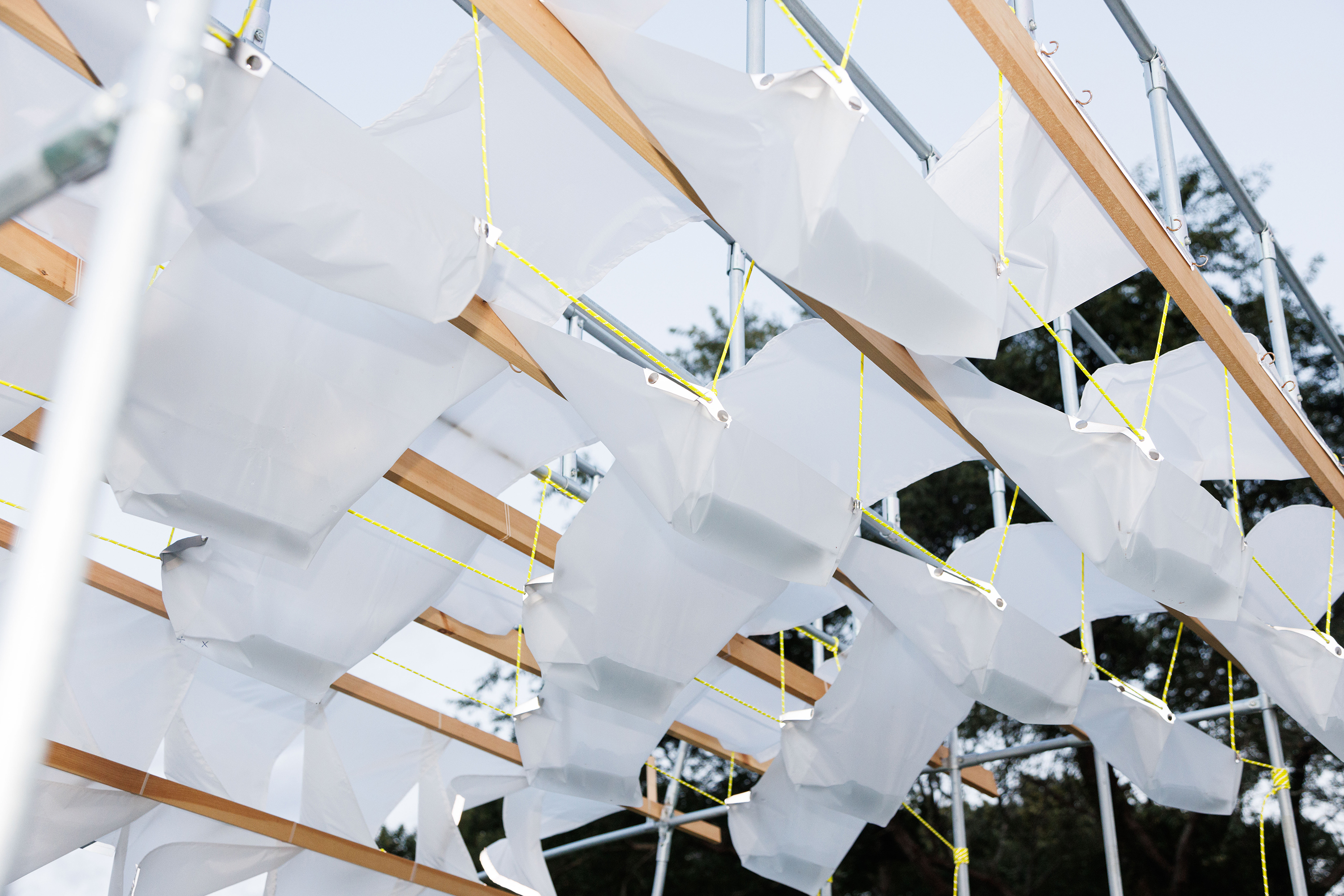 detail of the Tillinghast installation showing wooden elements