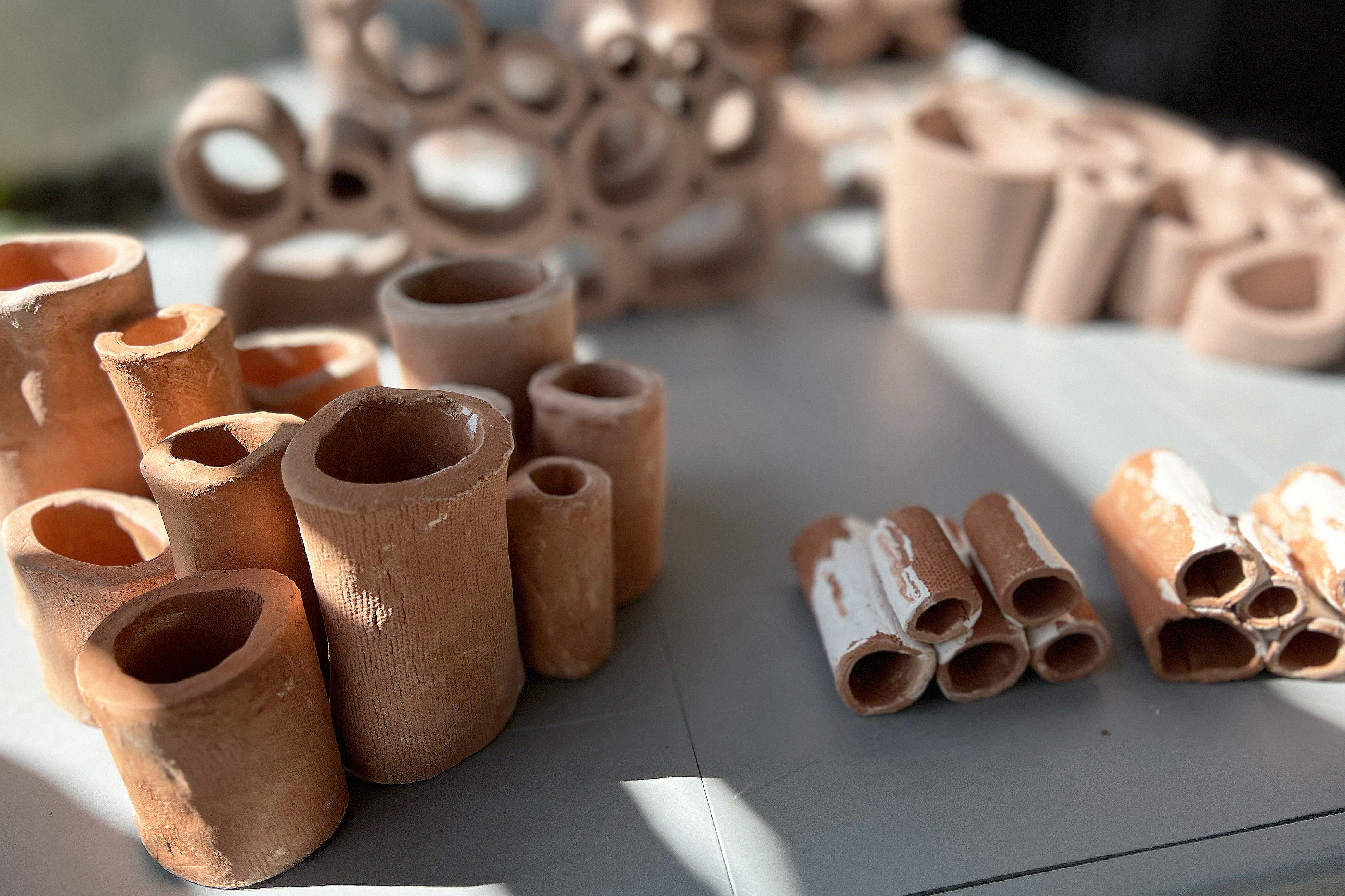 fired and unfired clay tubes reviewed as part of student research