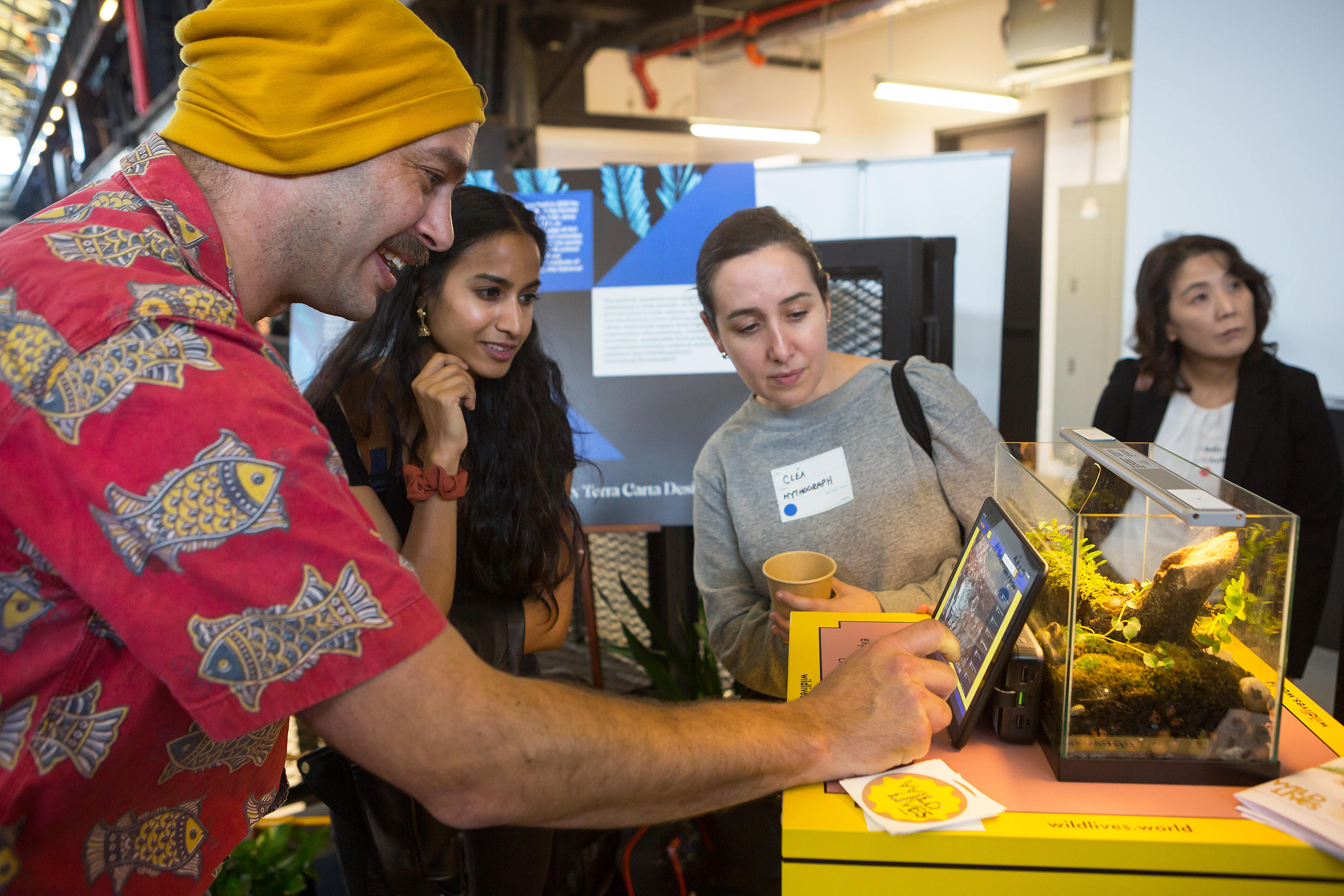 a Terra Carta finalist demos work on view in booth