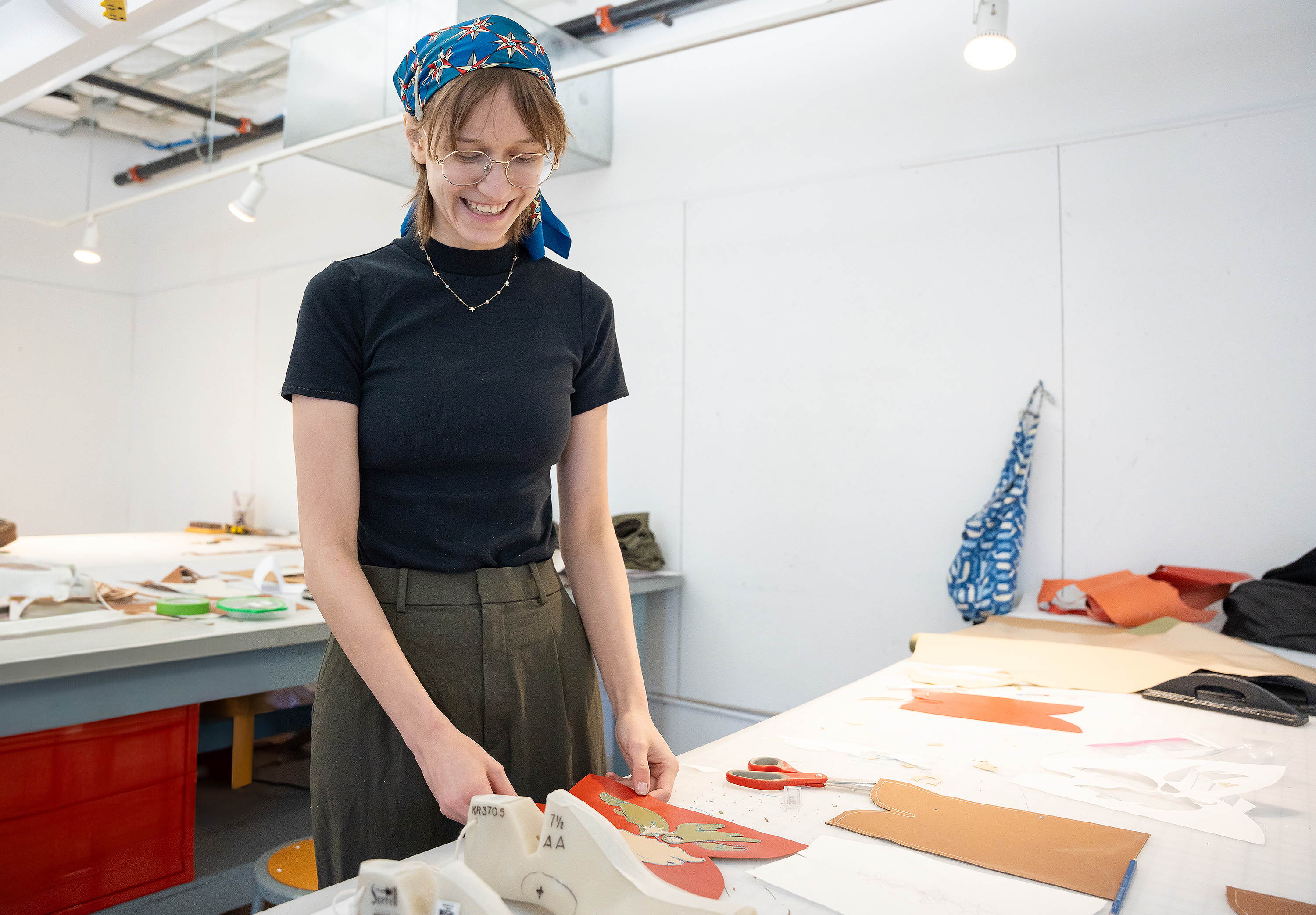 Larisa Kachko in the studio working on her designs