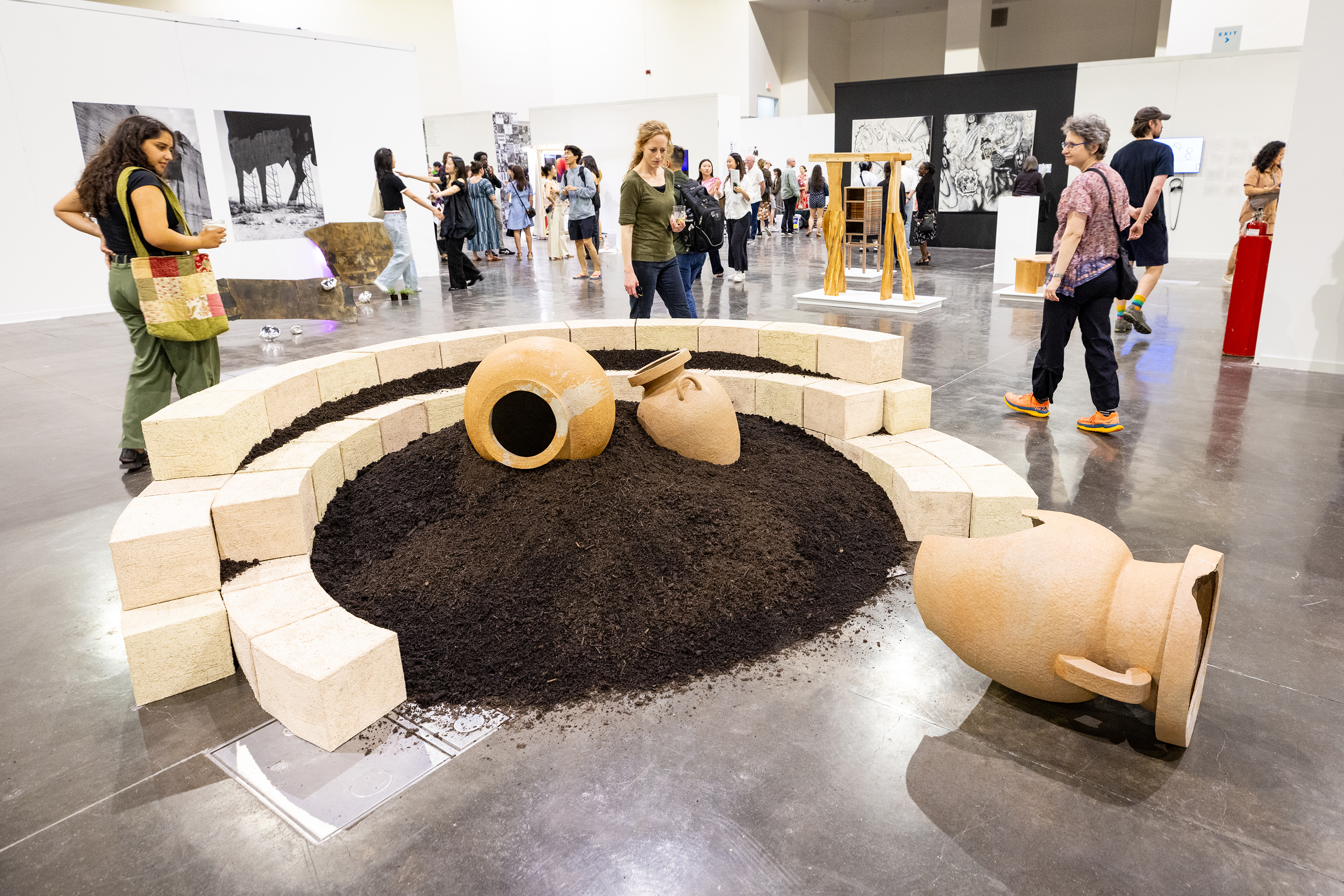 installation featuring soil by Ceramics student Christine Jung