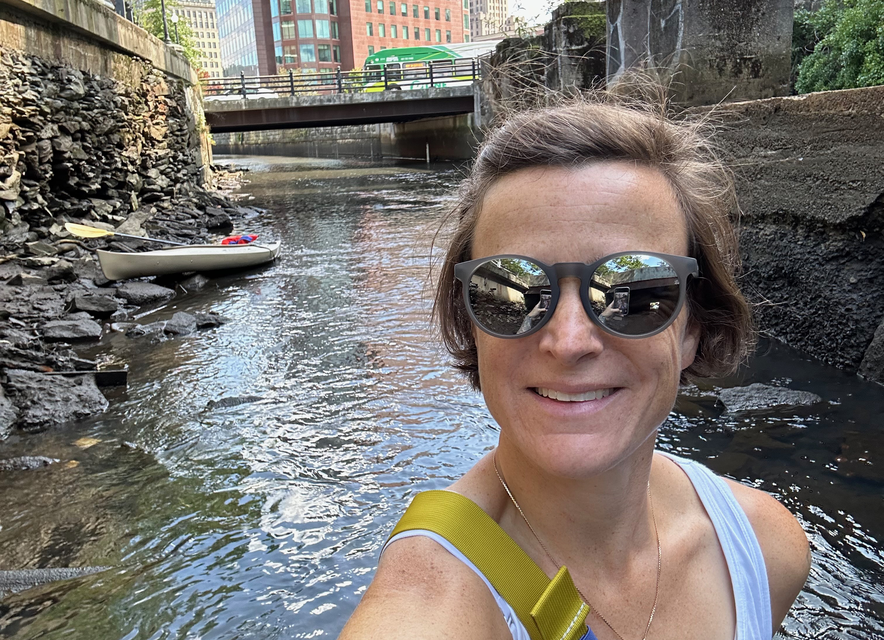 Barthmaier-Payne on Moshassuck River with kayak in the background