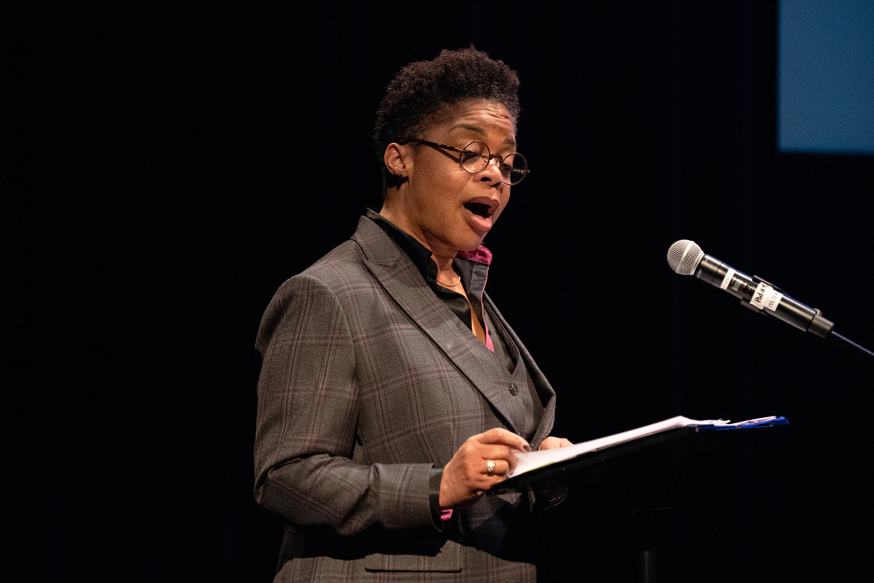 President Crystal Williams addresses the audience