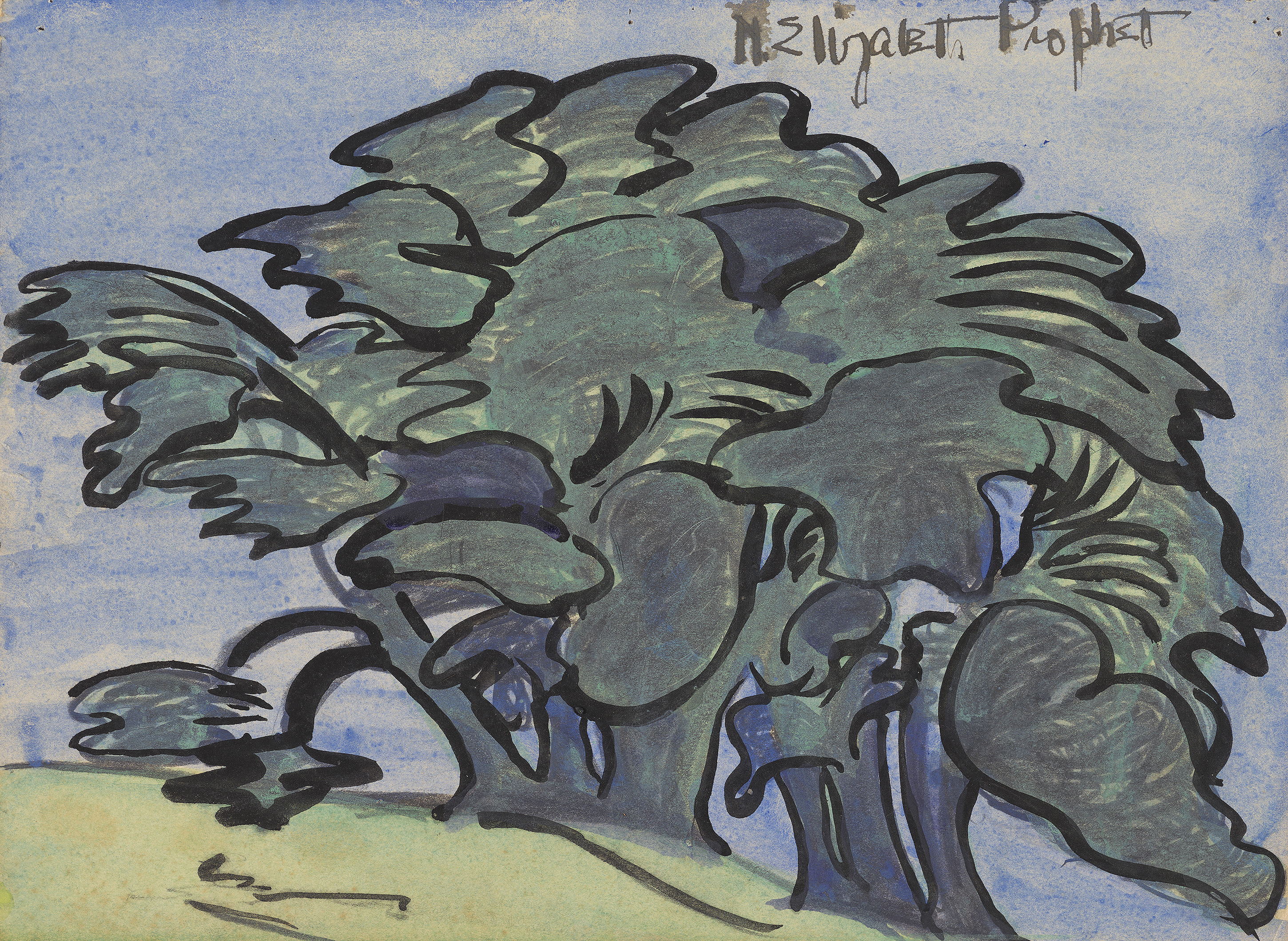 Prophet watercolor painting of abstract trees