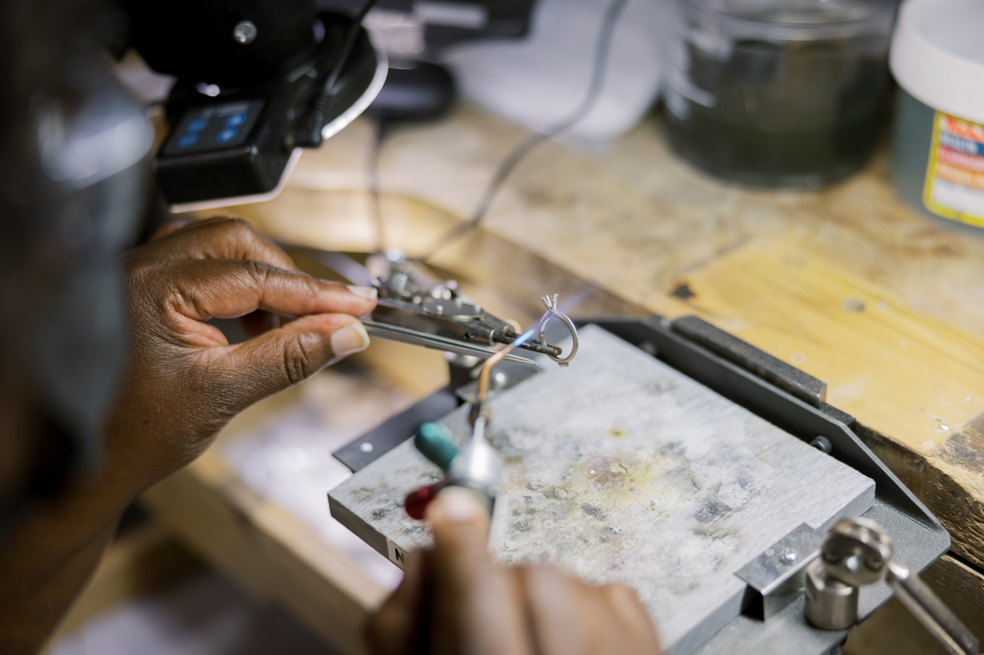 close-up of a jeweler at work in Cumberland