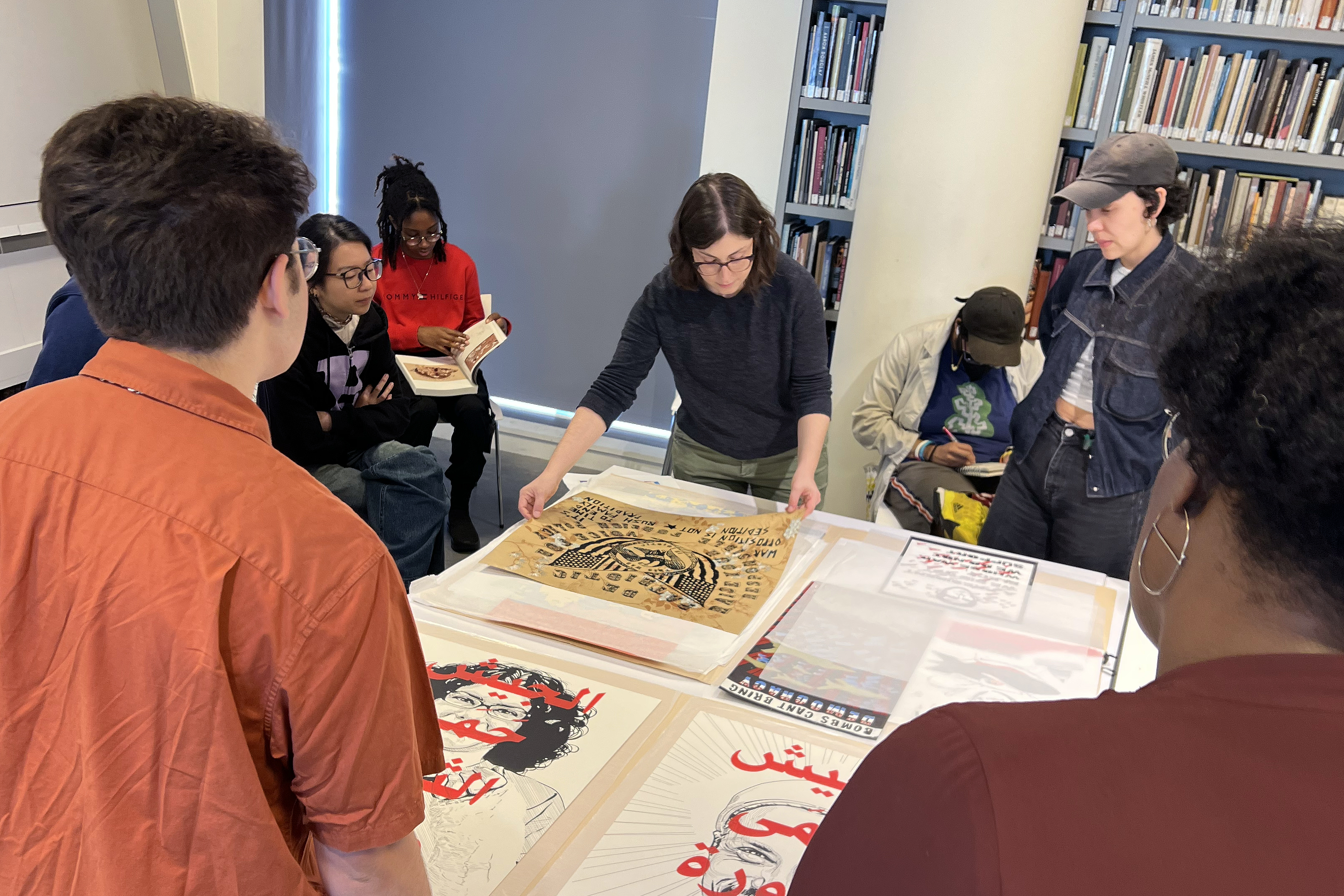 the class views protest prints in the RISD Museum's collection
