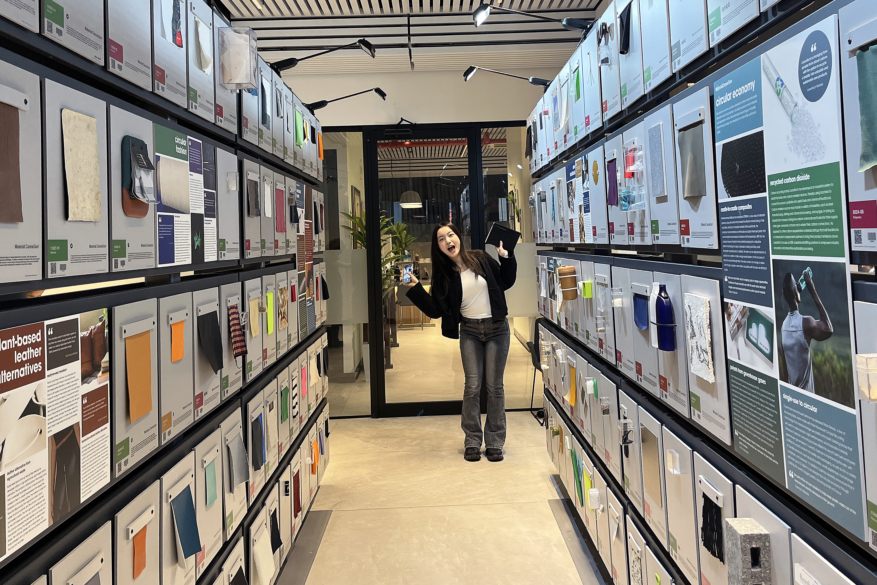 student wowed by huge array of material samples