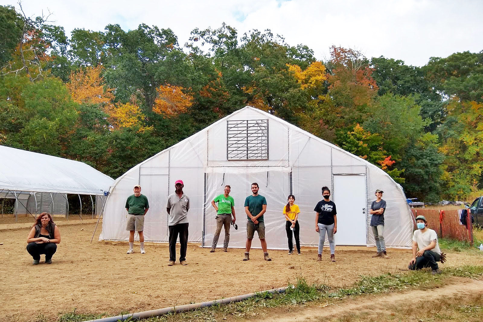photograph of new hoop-style greenhouse at Bami Farm
