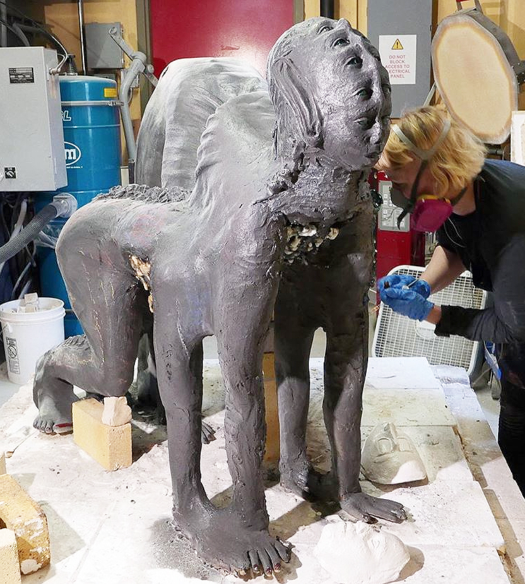 Stephanie E. Hanes MFA 17 CR at work in the studio