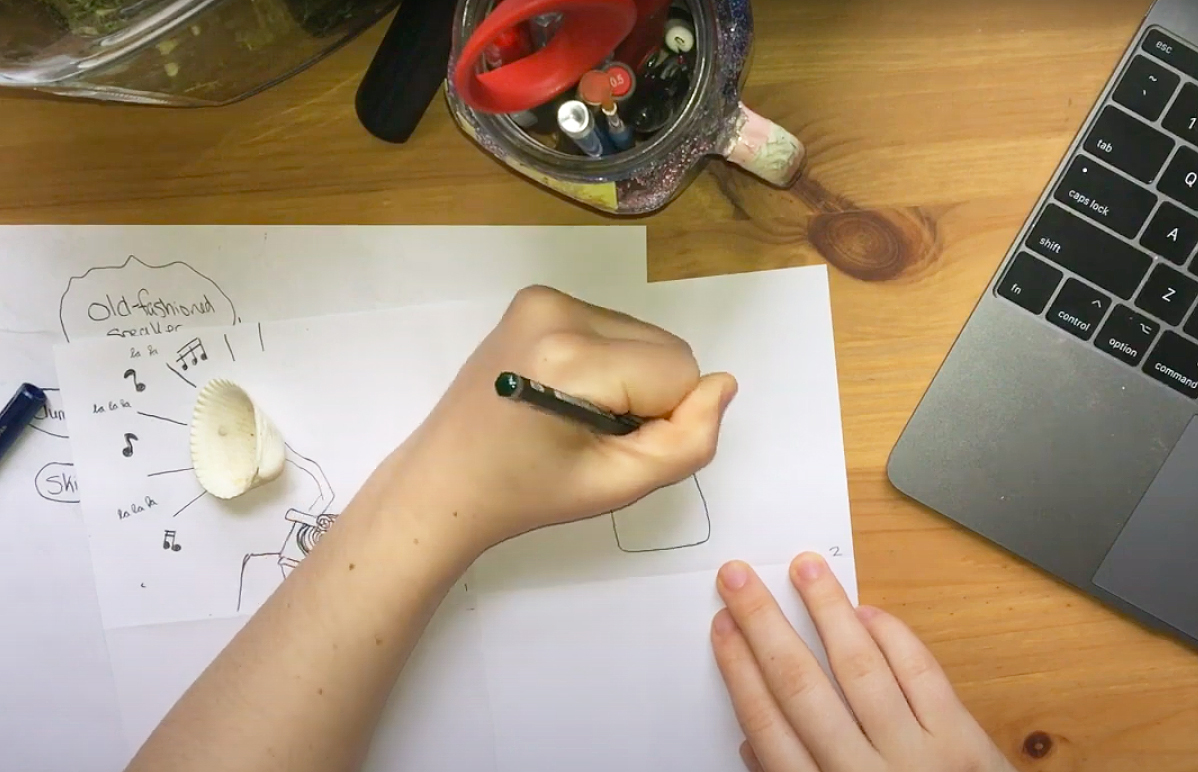 Still from a series of online art teaching videos, Julia Castner 20 MAT