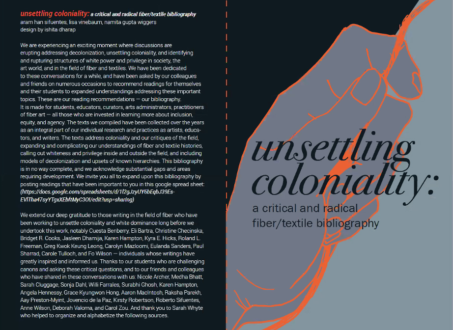 Unsettling Coloniality, a critical and racial textile bibliography