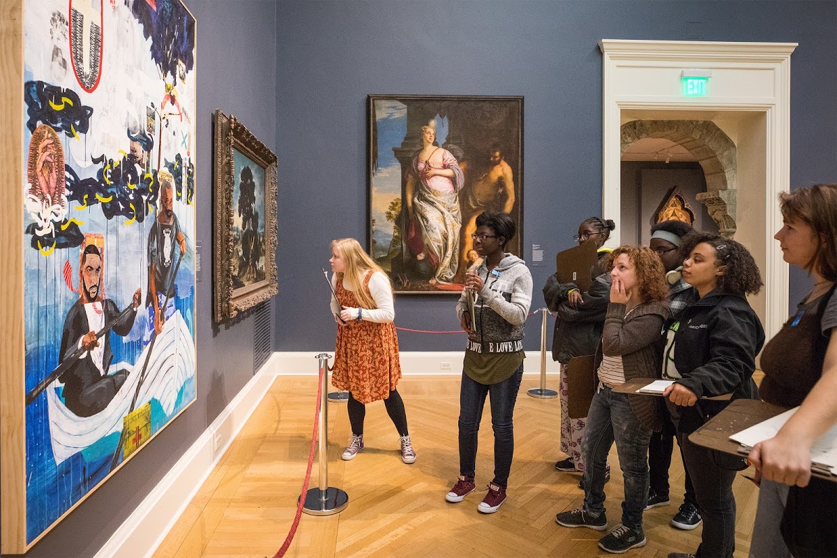 In the RISD Museum, students consider The Wanderer by Jordan Seaberry 14 PT