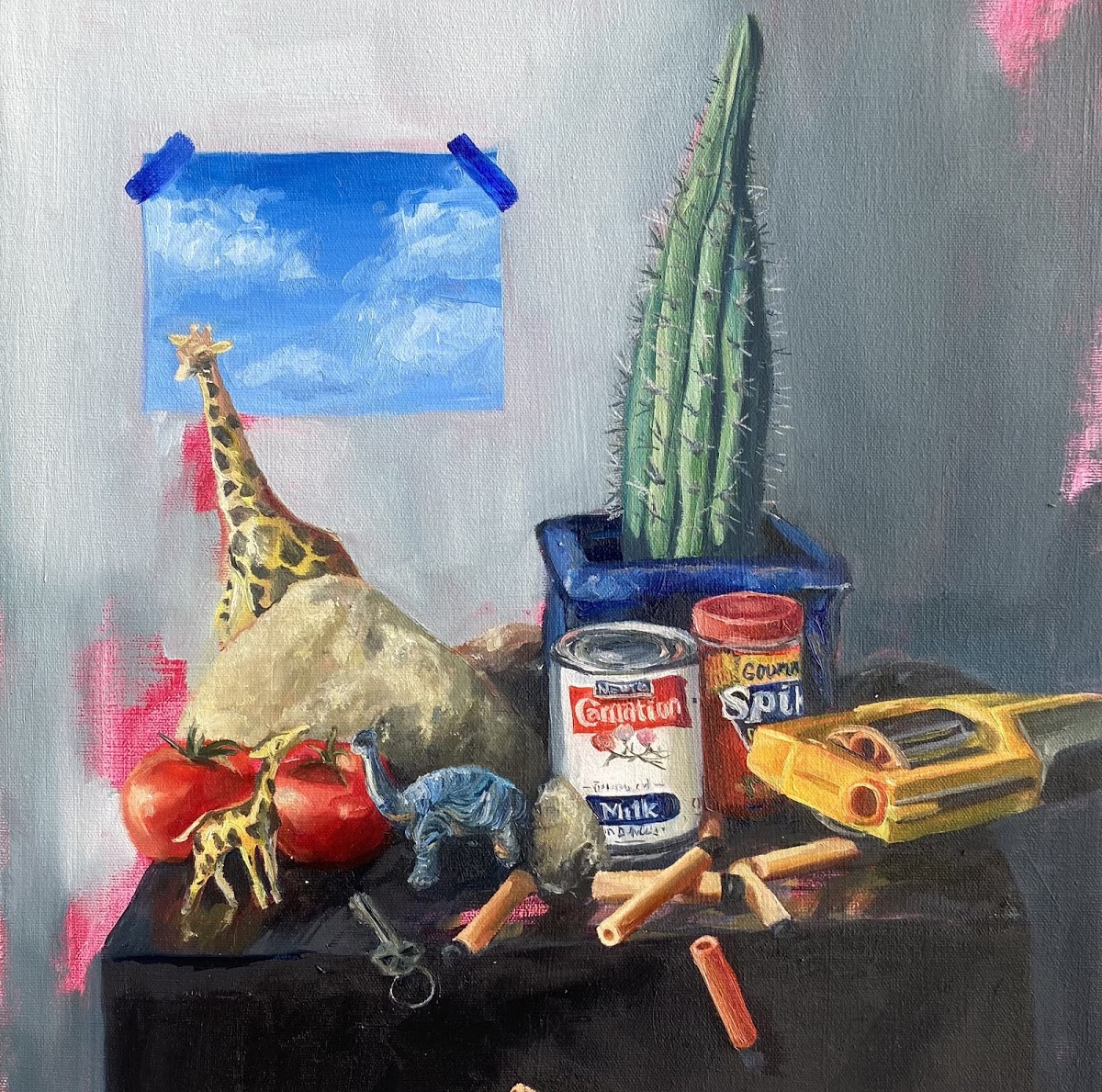 Painting by first-year student Evan Sherman 24 EFS, inspired by I Spy picture books inspired photograph