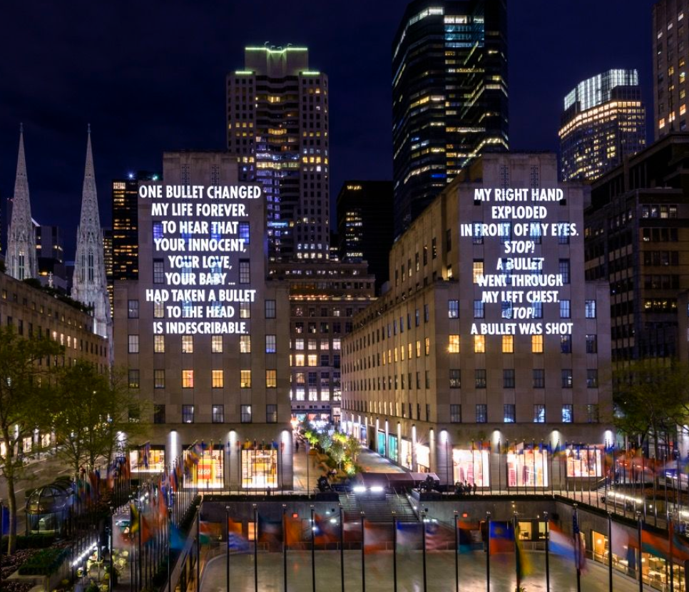 From Jenny Holzer MFA 77 PT's 2019 projection piece Vigil 