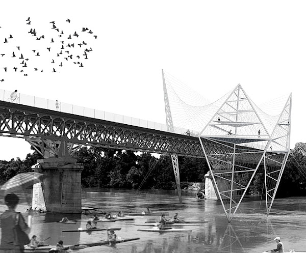 Assistant Professor Stefano Corbo work using bridge
