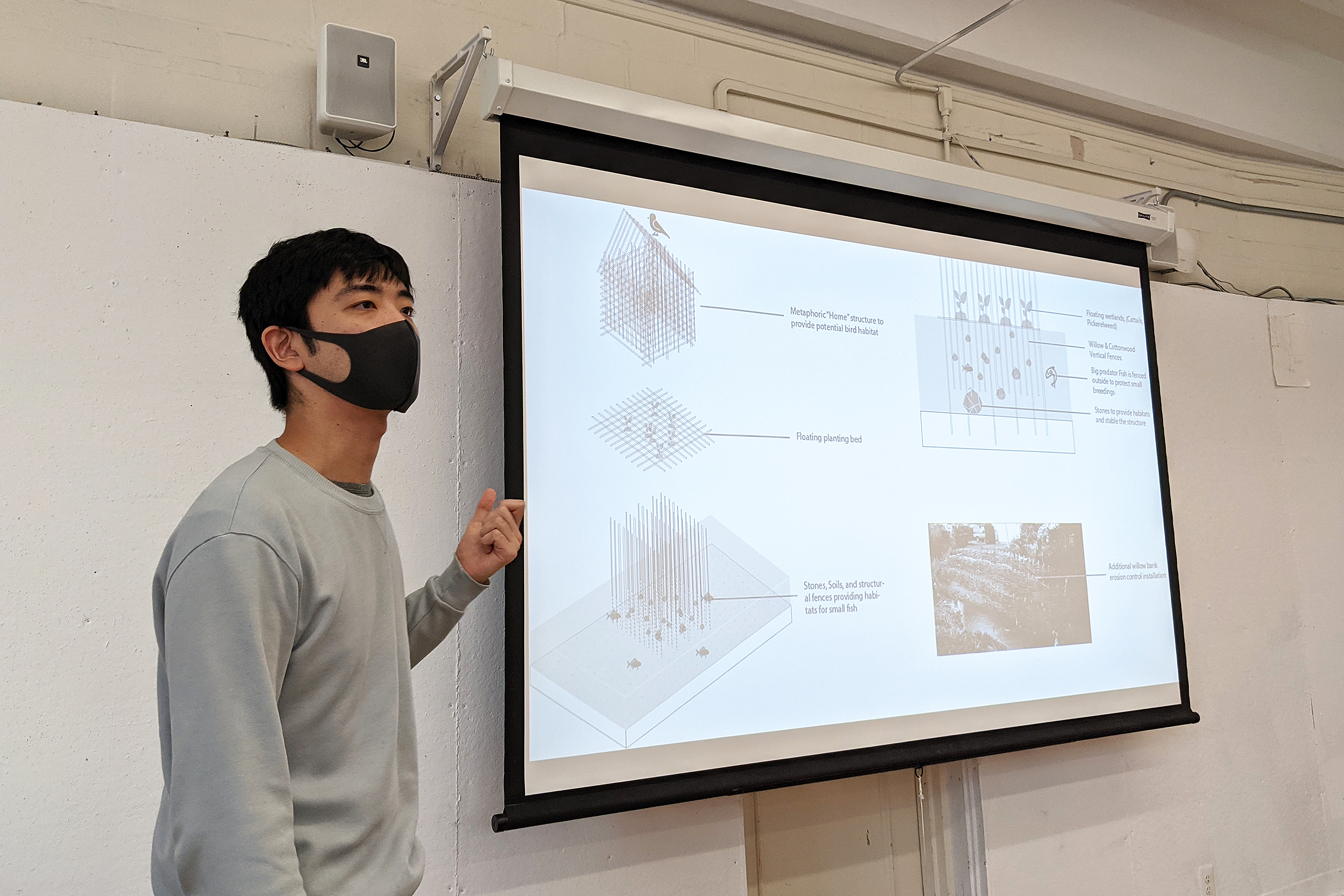 Vincent Gang presents his project at a crit
