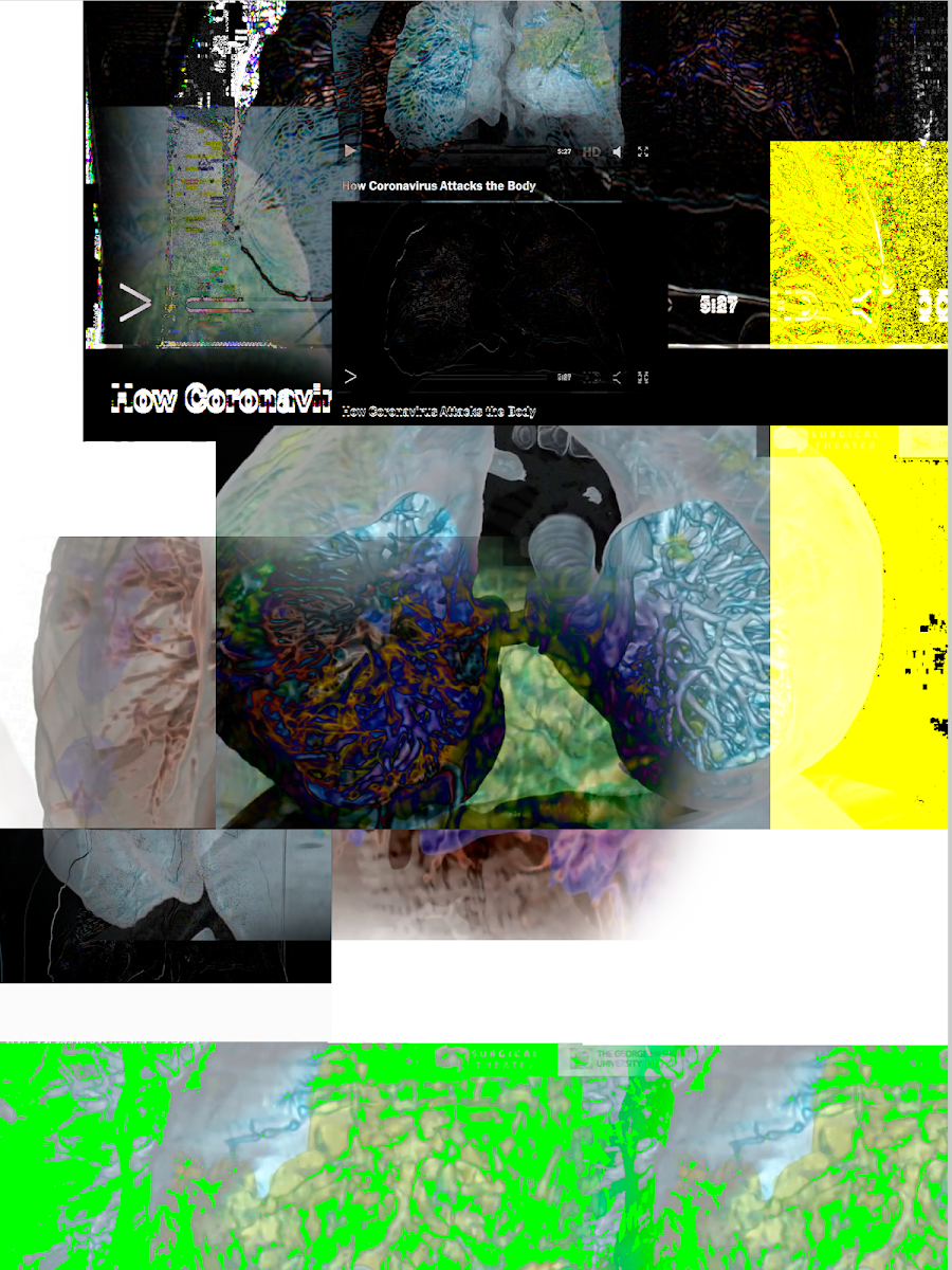 Rachel Kim 21 GD draws from a deluge of media imagery to create striking work about the spread of COVID-19