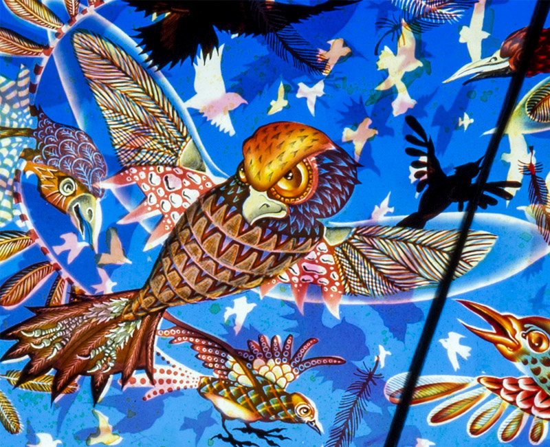 Three Tiered Cosmos (2015, detail, stained glass, 30 x 40") by Judith Schaechter 83 GL