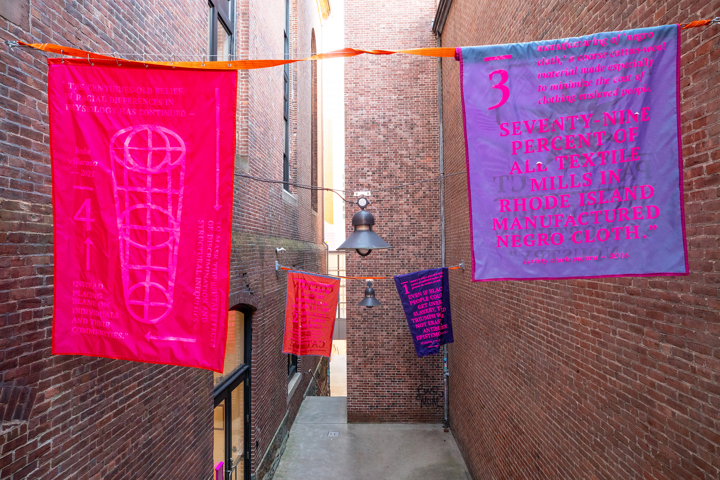 anti-racist banners on campus