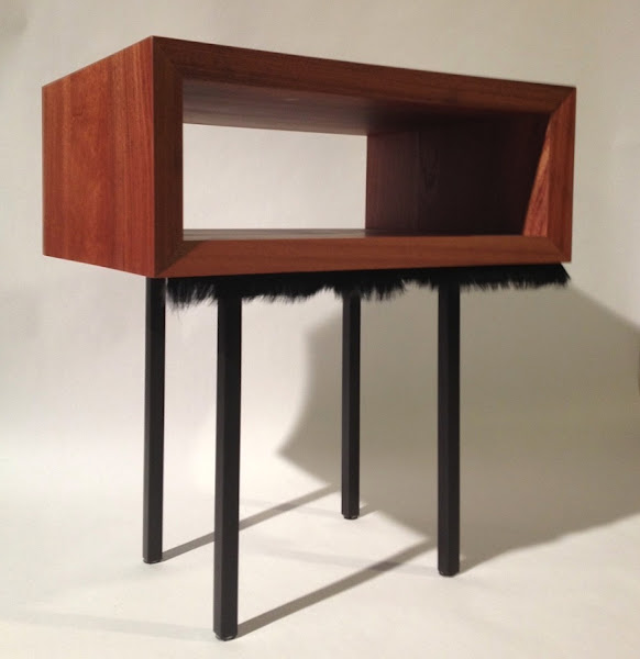 Boa Bedside Table (sapele, steel, feather boa) by Fo Wilson MFA 05 FD