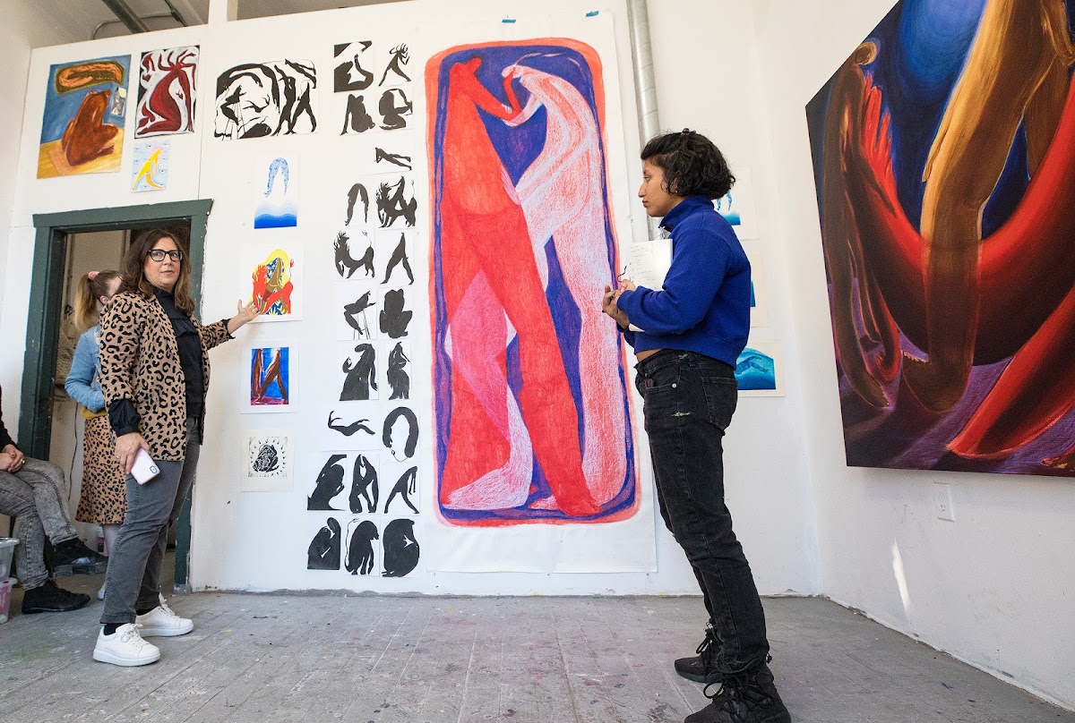 Visiting curator Jane Panetta describes compositions by grad student Aparna Sarkar MFA 21 PT