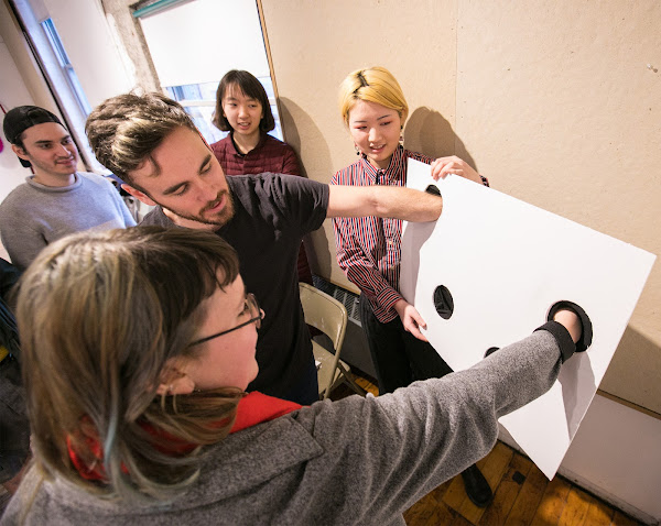 A piece by junior Lily Huo 19 IA allows people to reach into it, for a jarring tactile experience
