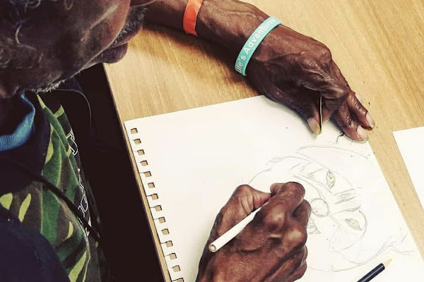 A veteran sketching