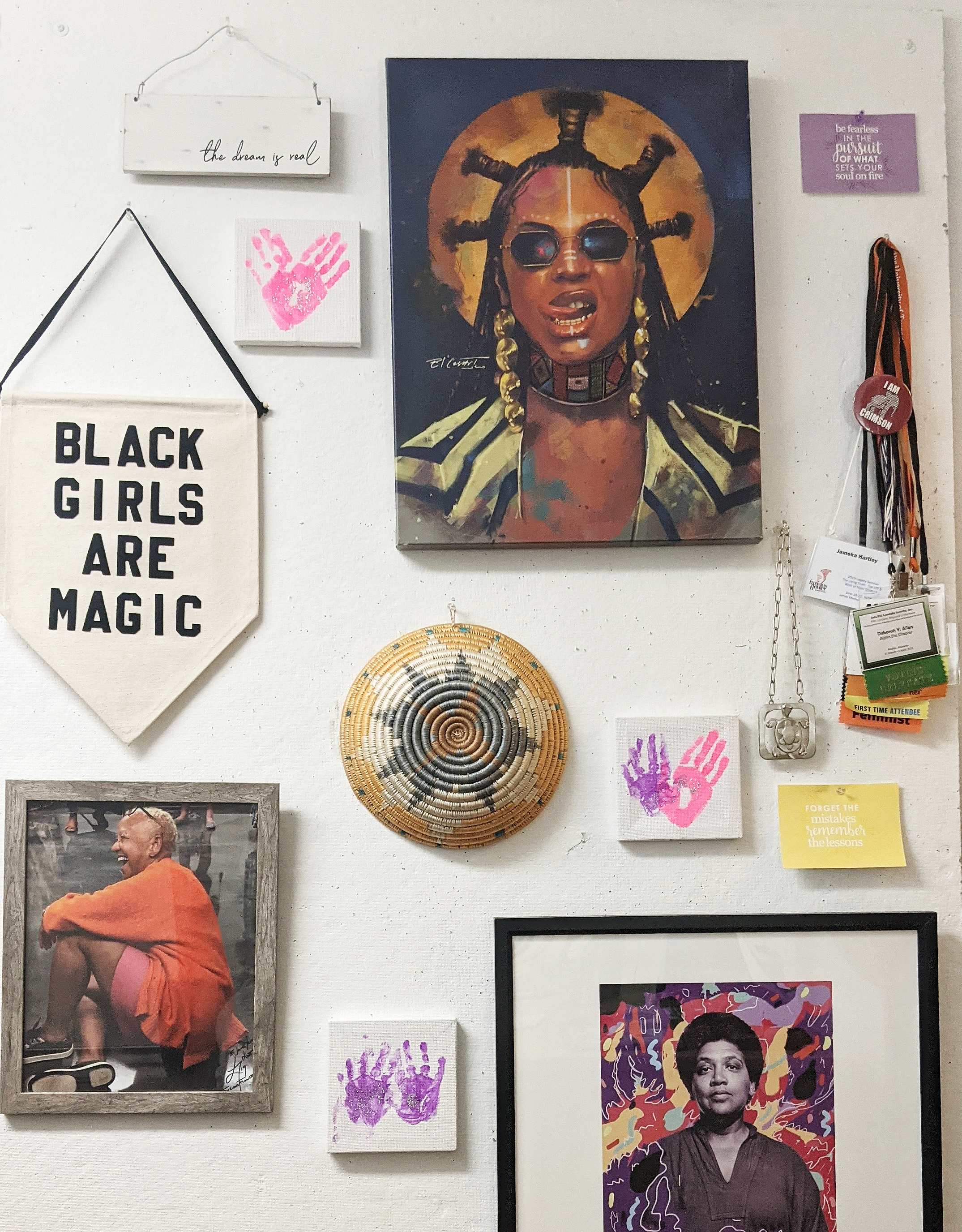a wall of art by Black women