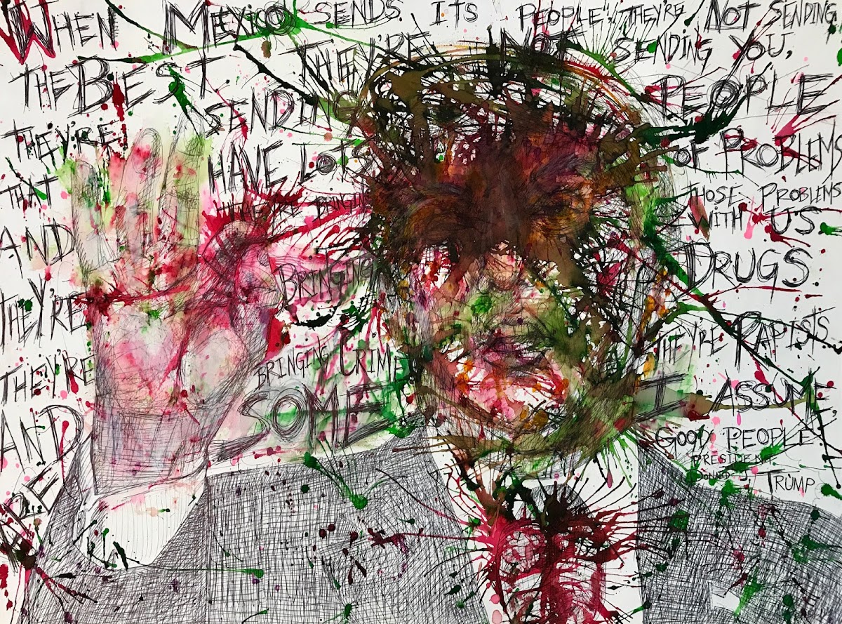Pen and undiluted watercolor ink piece by John Sebelius 06 IL