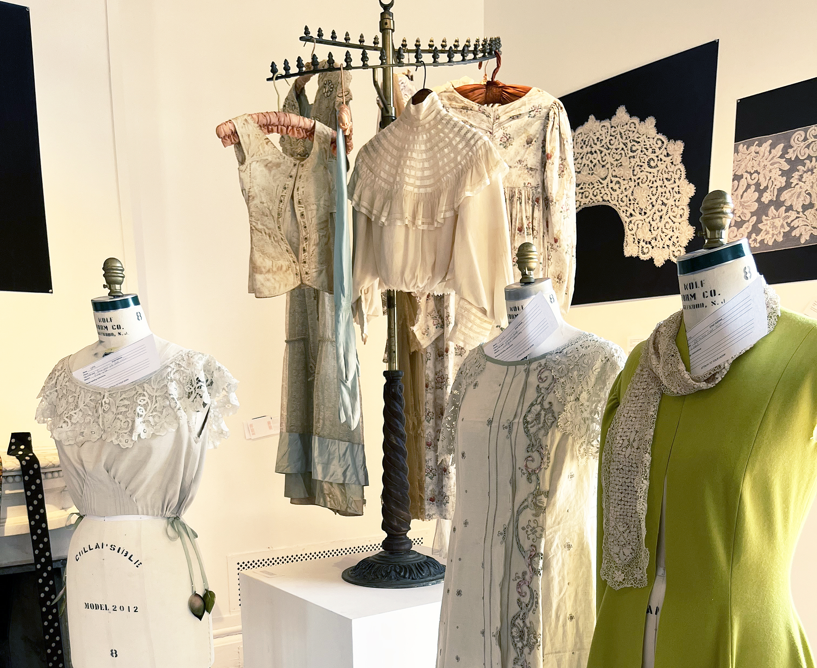 clothes in progress on view in the gallery