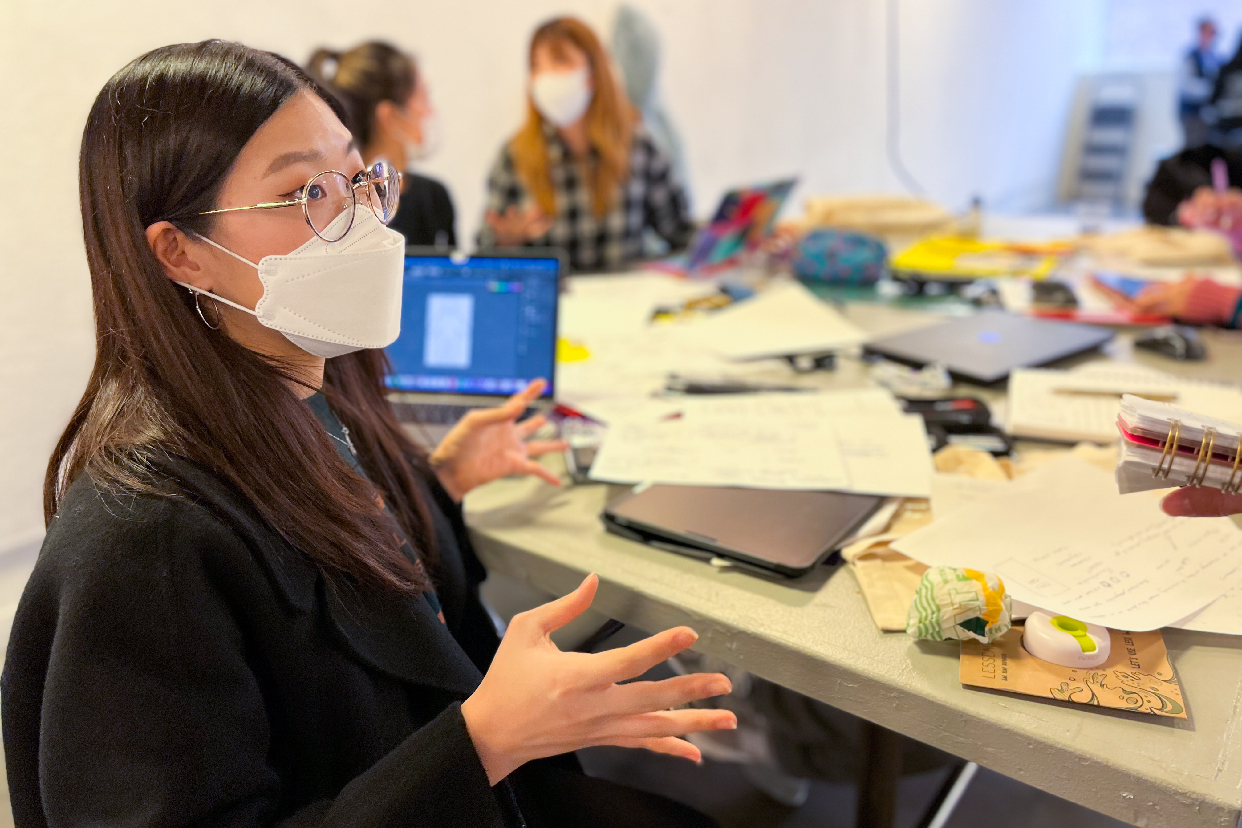 a student discusses her idea