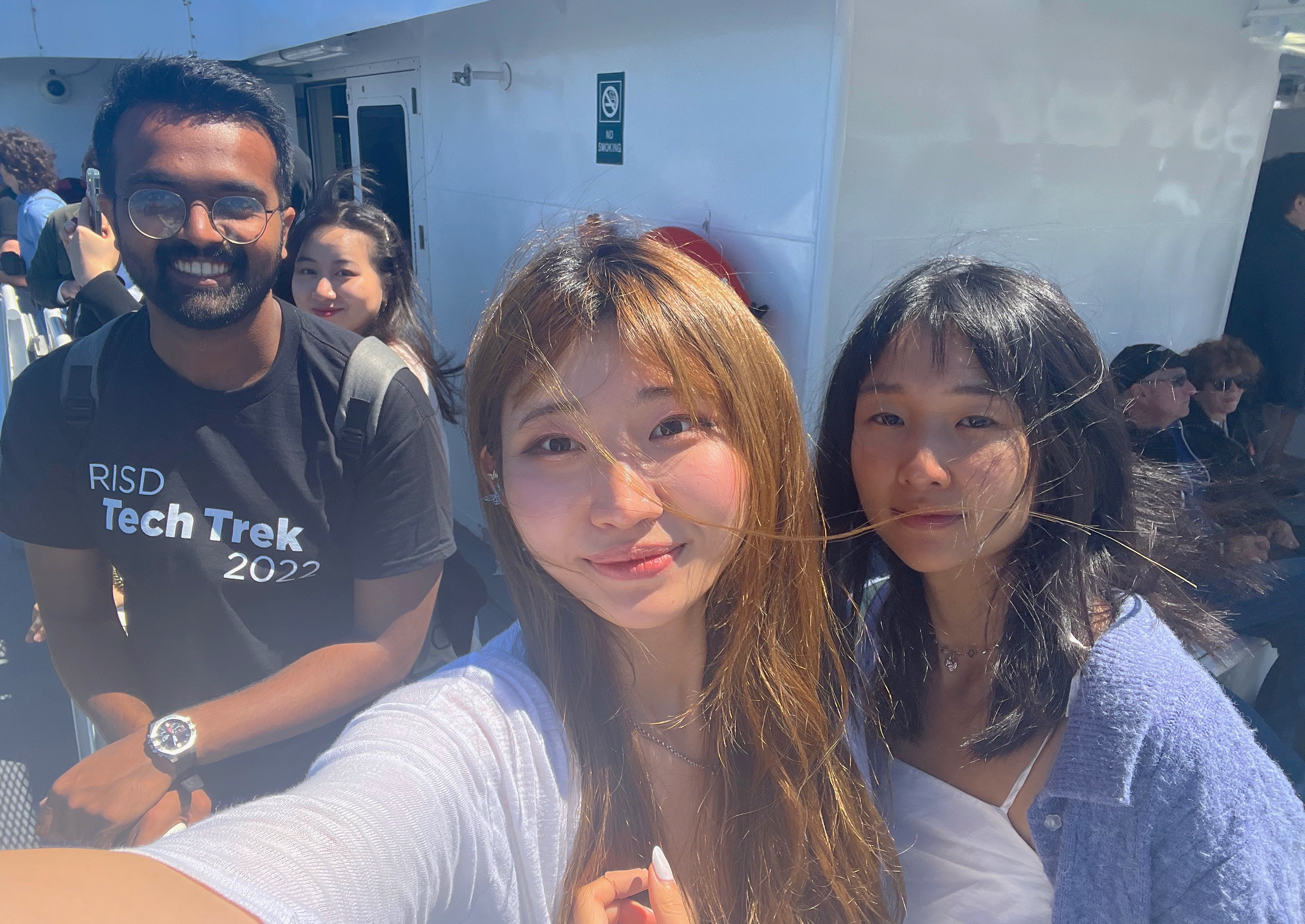 students at Tech Trek stop for a selfie