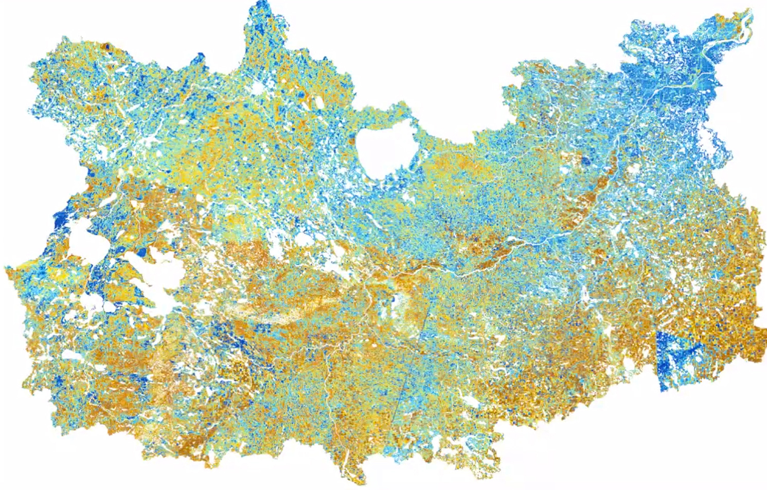 digital image of watershed beneath the Mississippi River