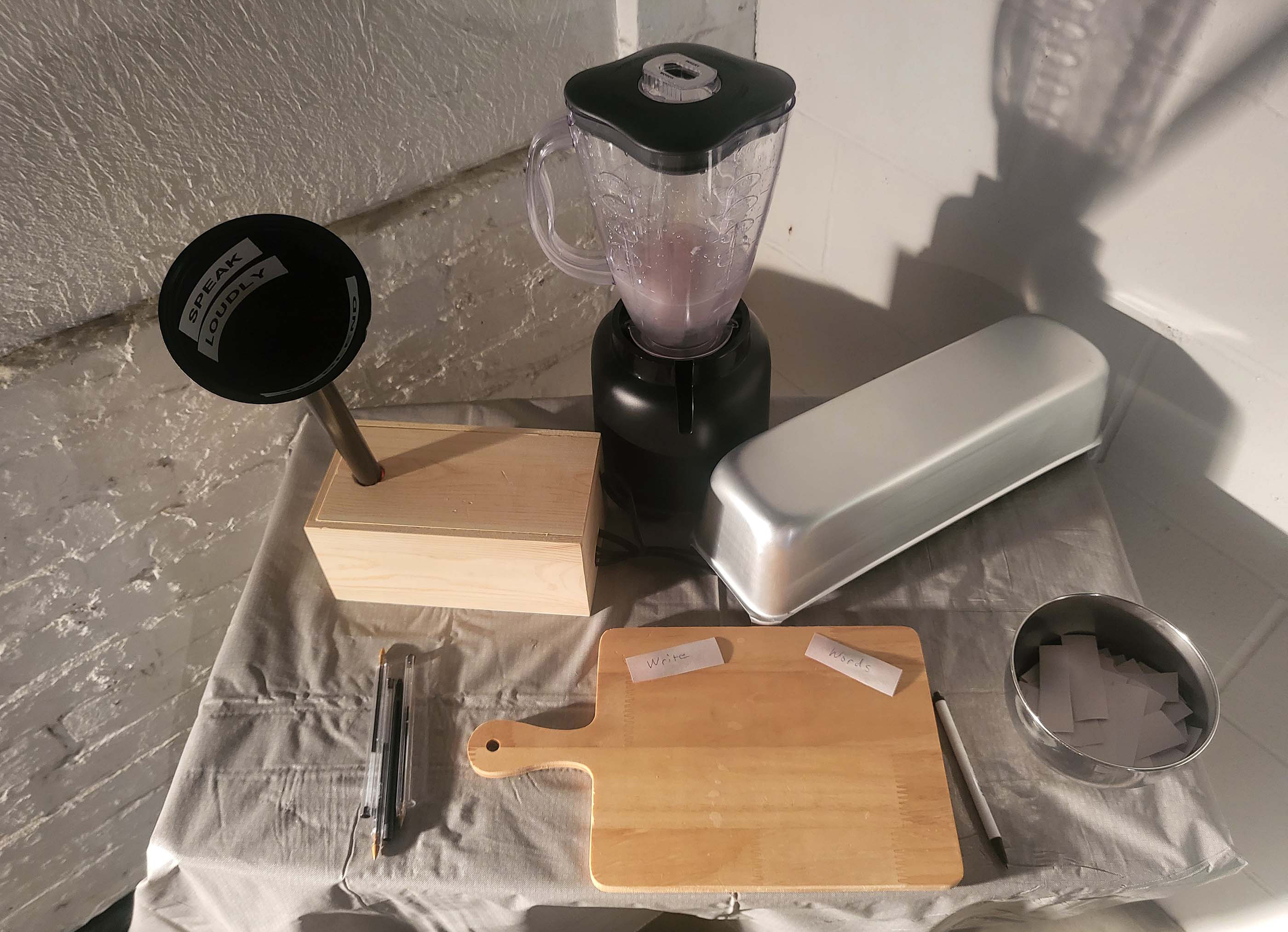 interactive installation by Digital + Media student featuring a blender powered by voice