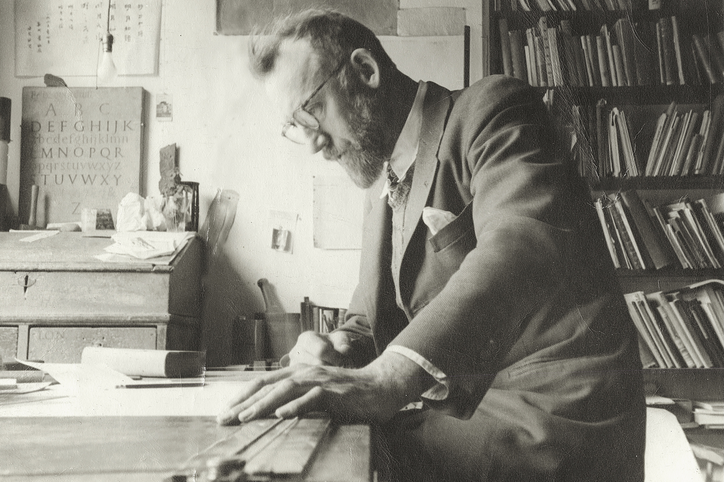 John Howard Benson at work in his shop